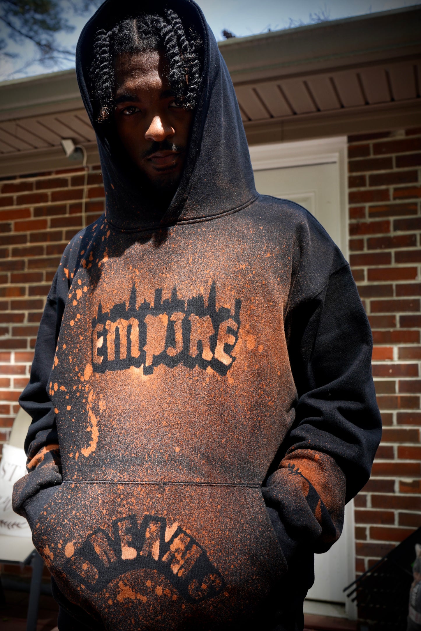 (Black) Bleach Wash Heavy Hoodie