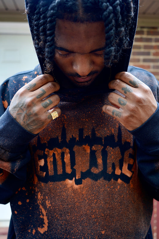 (Black) Bleach Wash Heavy Hoodie
