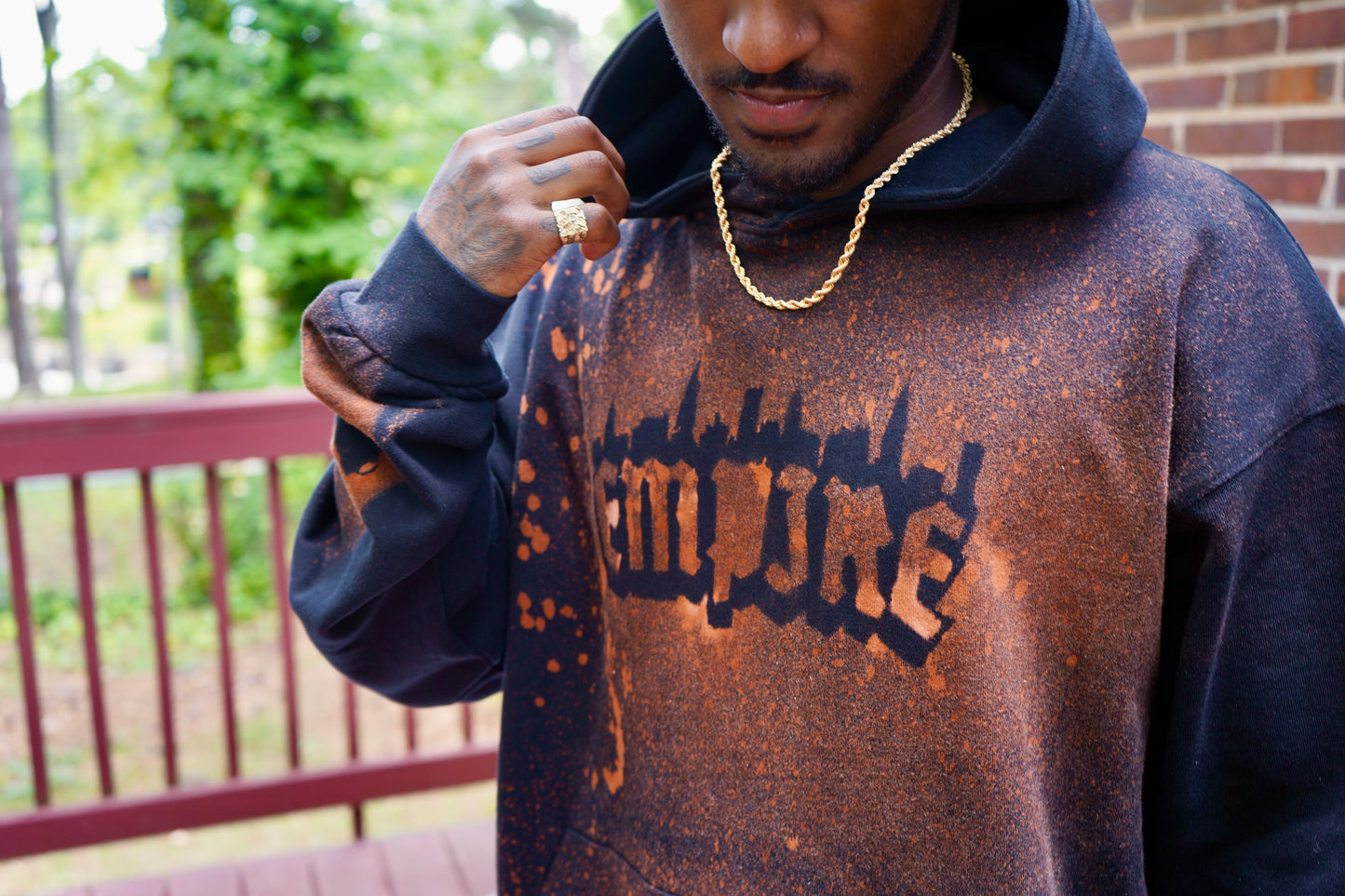 (Black) Bleach Wash Heavy Hoodie